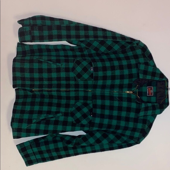 johnson wollen mills inc. Jackets & Blazers - green plaid jacket